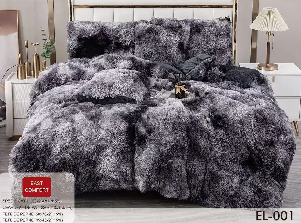 Lenjerie Cocolino Fluffy Pufoasa, 6 Piese, Negru/Gri Degrade-D8900