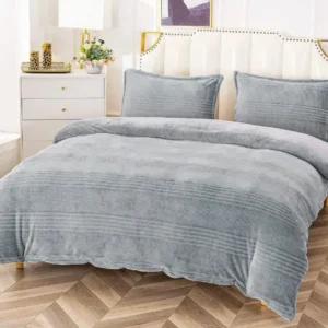 Lenjerie Cocolino Pufoasa, Pat Dublu, 4 Piese, Albastrui-A10557