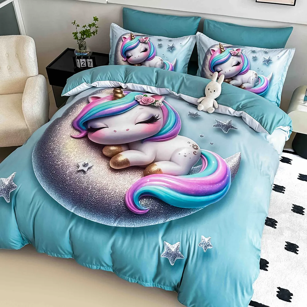 Lenjerie 5D Finet 6 Piese, cu Elastic, Imprimeu Digital Identic cu Poza, Unicorn-C9678