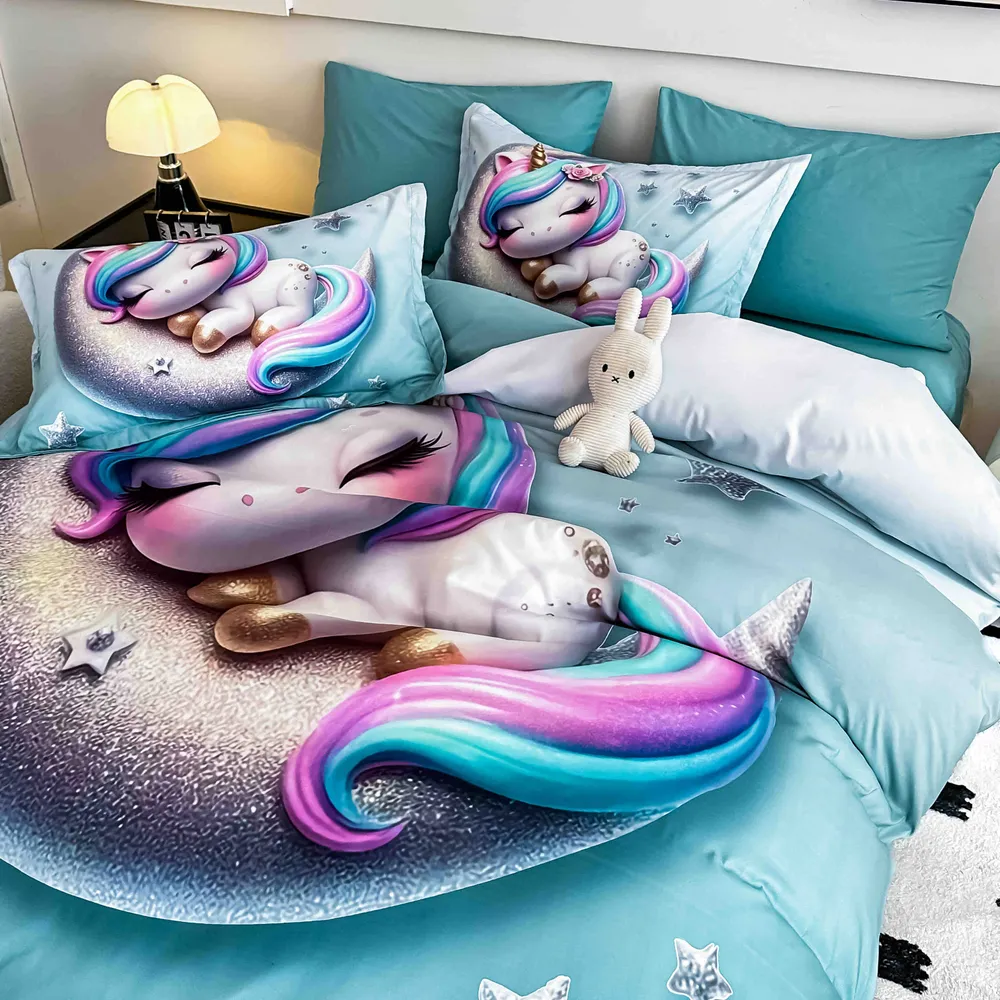 Lenjerie 5D Finet 6 Piese, cu Elastic, Imprimeu Digital Identic cu Poza, Unicorn-C9678