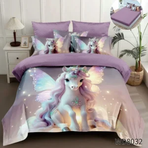 Lenjerie 5D Finet 4 Piese, cu Elastic, Imprimeu Identic cu Poza, Unicorn-P10205
