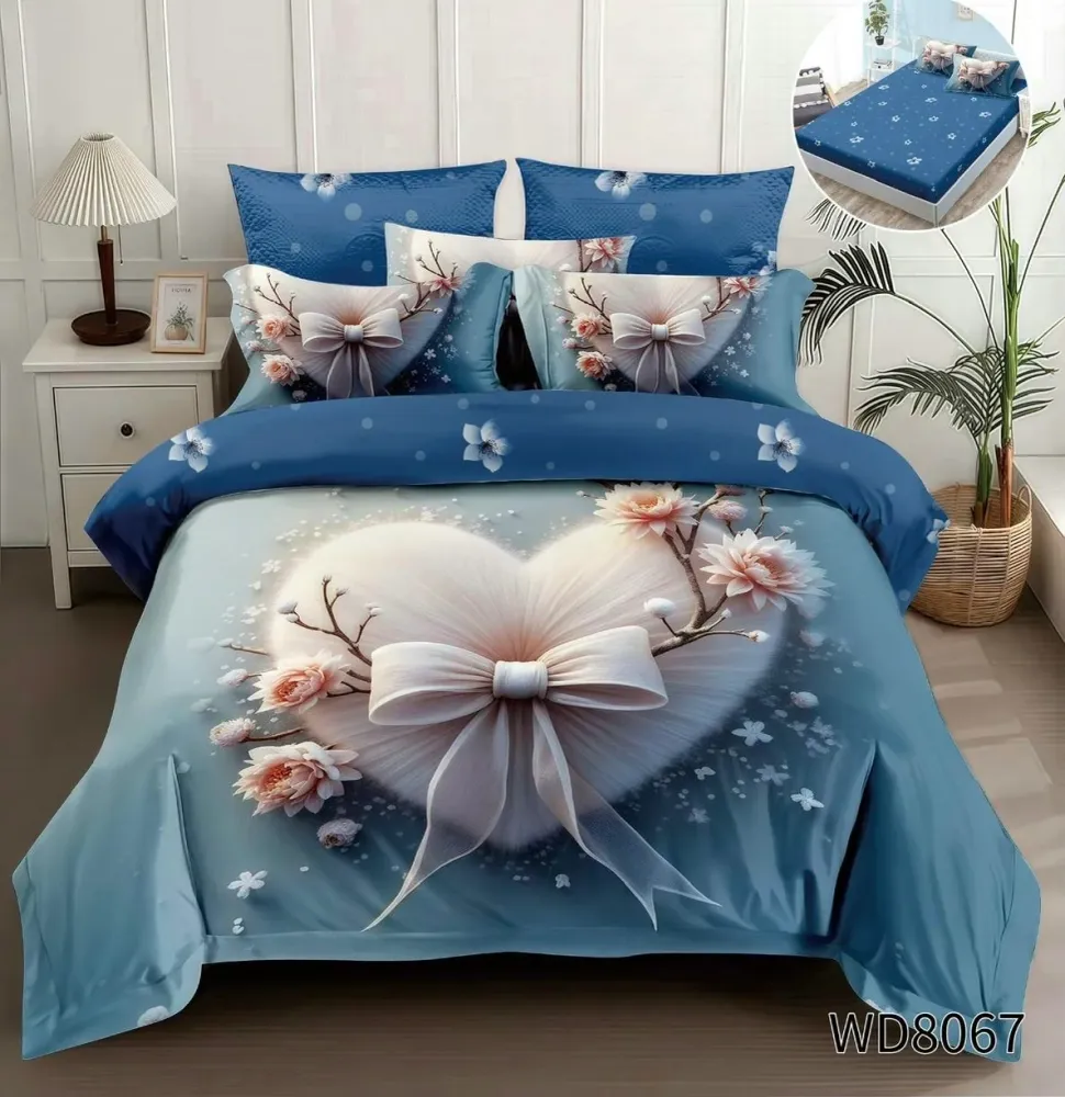 Lenjerie 5D Finet 4 Piese, cu Elastic, Imprimeu Identic cu Poza, Romantic Floral-P8983