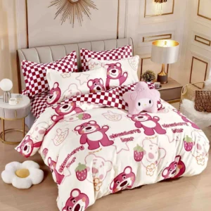 Lenjerie Finet 4 Piese 1 Persoana, Strawberry Bear-C7646