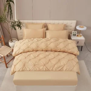 Lenjerie Finet Premium 6 Piese, cu Elastic si Pliuri Brodate, Bej Inchis-V7942