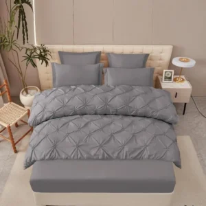 Lenjerie Finet Premium 6 Piese, cu Elastic si Pliuri Brodate, Gri Inchis-V7944
