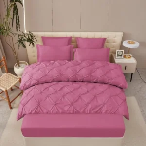 Lenjerie Finet Premium 6 Piese, cu Elastic si Pliuri Brodate, Ciclam-V7945