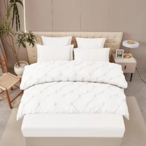 Lenjerie Finet Premium 6 Piese, cu Elastic si Pliuri Brodate, Alb-V7947