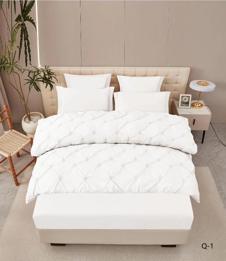 Lenjerie Finet Premium 6 Piese, cu Elastic si Pliuri Brodate, Alb-V7947