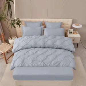 Lenjerie Finet Premium 6 Piese, cu Elastic si Pliuri Brodate, Gri Deschis-V7950