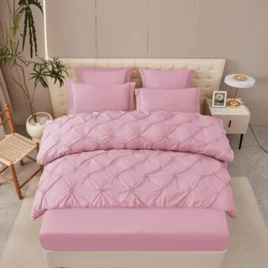 Lenjerie Finet Premium 6 Piese, cu Elastic si Pliuri Brodate, Roz-V7949