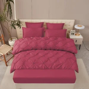 Lenjerie Finet Premium 6 Piese, cu Elastic si Pliuri Brodate, Grena-V7943