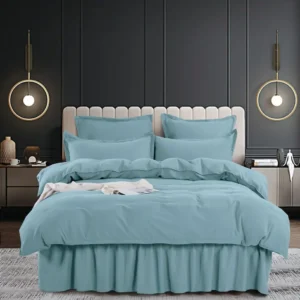 Lenjerie Finet Premium 6 Piese cu Volanase, Bleu, Uni-C3863