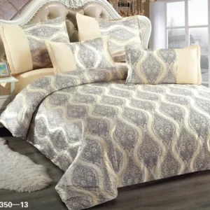 Lenjerie de Lux din Catifea, cu 6 Piese, Crem-D3488