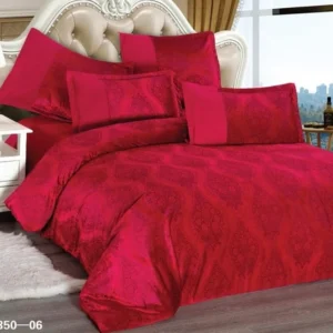 Lenjerie de Lux din Catifea, cu 6 Piese, Rosu-D3482