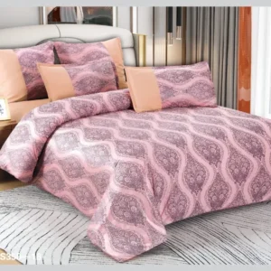 Lenjerie de Lux din Catifea, cu 6 Piese, Roz-D3479