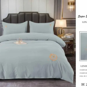 Lenjerie Luxury din Finet Superior, 4 Piese, cu Broderie, Mint Grey-SEP10684