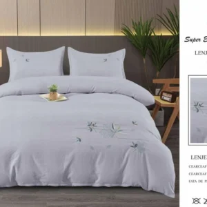Lenjerie Luxury din Finet Superior, 4 Piese, cu Broderie, Gri Lavanda-SEP10679