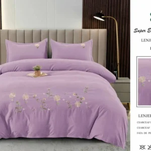 Lenjerie Luxury din Finet Superior, 4 Piese, cu Broderie, Lila-SEP10671