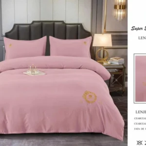 Lenjerie Luxury din Finet Superior, 4 Piese, cu Broderie, Roz Cald-SEP10682