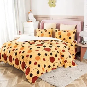 Lenjerie pat cocolino 2 persoane, 4 piese â€“ crem cu buline