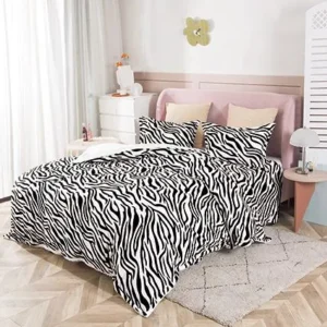 Lenjerie pat cocolino 2 persoane, 4 piese - model zebra
