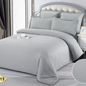 Lenjerie Pat Dublu din Bumbac Damasc, 6 Piese, Gri Deschis-D9224