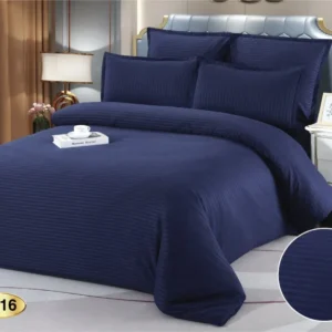 Lenjerie Pat Dublu din Bumbac Damasc, 6 Piese, Bleumarin-D9225