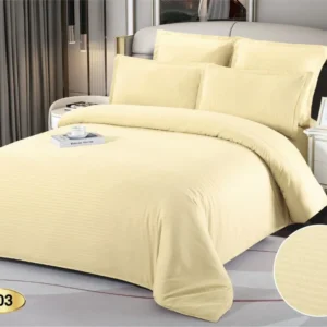 Lenjerie Pat Dublu din Bumbac Damasc, 6 Piese, Galbui-D9223