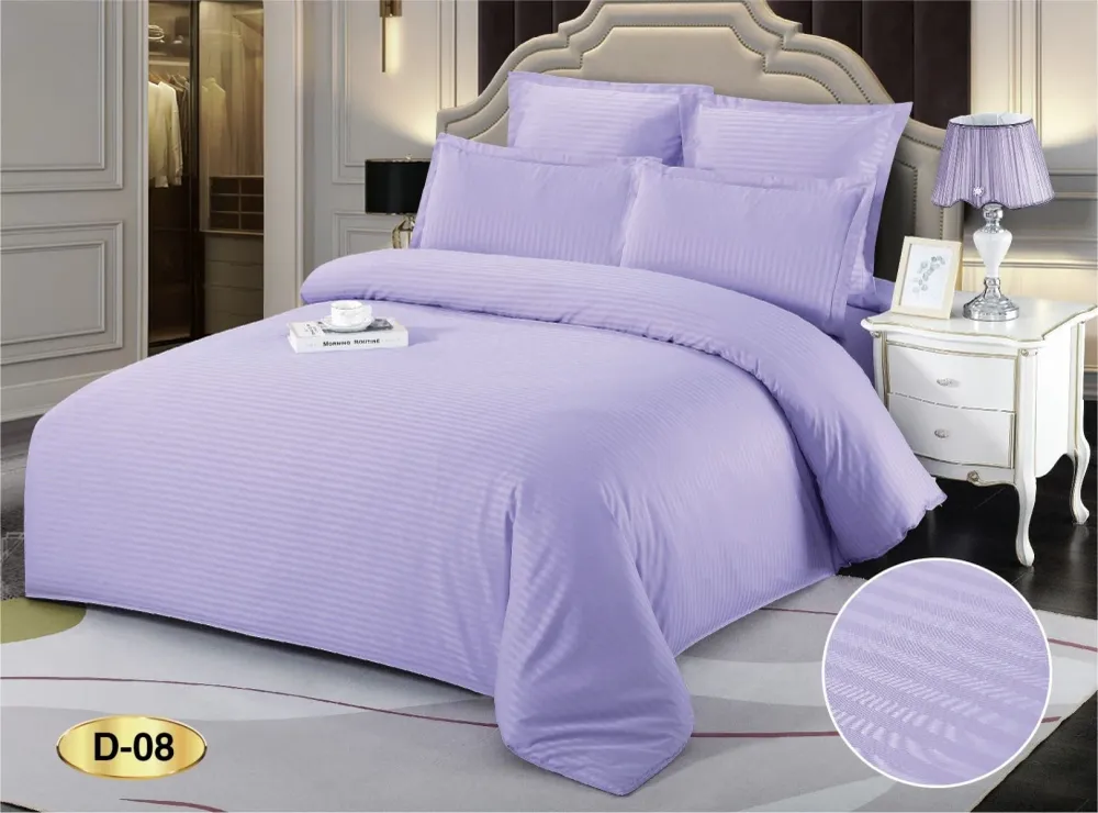 Lenjerie Pat Dublu din Bumbac Damasc, 6 Piese, Lila-D9228