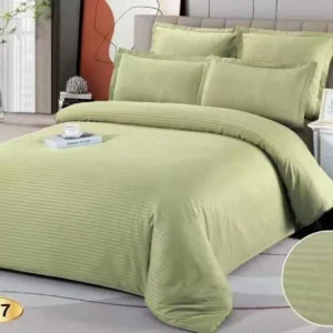 Lenjerie Pat Dublu din Bumbac Damasc, 6 Piese, Verde Fistic-D9229
