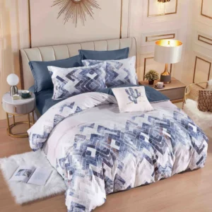 Lenjerie Pat Dublu din Finet, 6 Piese, Forme Geometrice-C6530