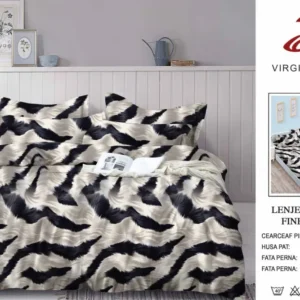 Lenjerie Pat Dublu din Finet, 6 Piese, cu Elastic, Animal Print-V8926