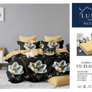 Lenjerie Pat Dublu Din Finet, 6 Piese, cu Elastic-N7600