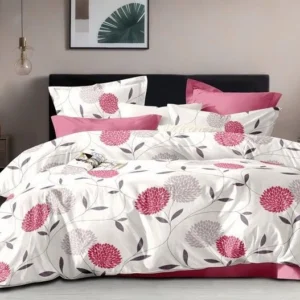 Lenjerie Pat Dublu din Finet, 6 Piese, Flori-D9143