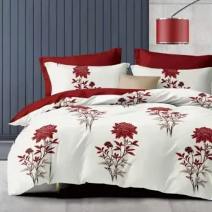 Lenjerie Pat Dublu din Finet, 6 Piese, Flori-D9144