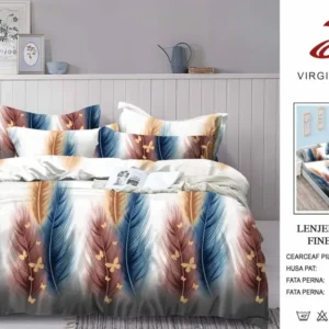 Lenjerie Pat Dublu din Finet, 6 Piese, cu Elastic, Pene-V8918