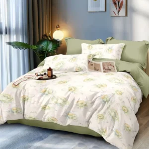 Lenjerie Pat Dublu din Finet, 6 Piese, Flori-D9135