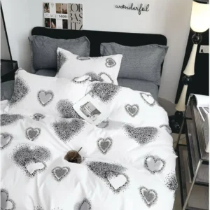 Lenjerie Pat Dublu din Finet, 6 Piese, Inimi-D10422