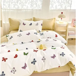 Lenjerie Pat Dublu din Finet, 6 Piese, Fluturi-D10423