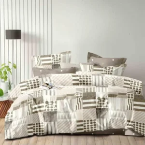 Lenjerie Pat Dublu din Finet, 6 Piese, Buline/Patrate-D9878