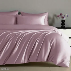 Lenjerie Pat Dublu din Satin Extra Fin, 4 Piese, cu Elastic, Roz-P8785