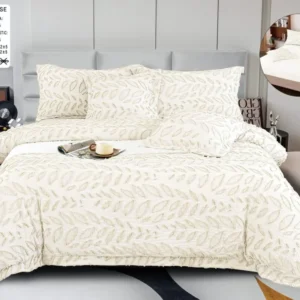 Lenjerie Pat Dublu cu Elastic din Bumbac Fin Grofat, cu 6 Piese, Crem-A6564