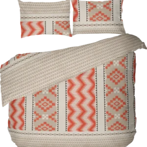 Lenjerie de pat dublu fara cearsaf de pat FOLKLOR BEJ, 100% bumbac ranforce, 3 piese