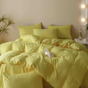 Lenjerie de pat Jacquard Finetat, 6 Piese, Galben Lemon