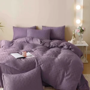 Lenjerie de pat Jacquard Finetat, 6 Piese, Mov