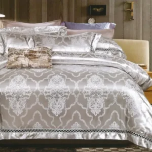 Lenjerie de pat Jacquard Premium De Lux, 6 Piese, Gri/Model Regal-R10364
