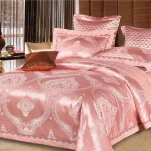 Lenjerie de pat Jacquard Satinat Premium, 6 Piese, Somon/Model Regal-V6445