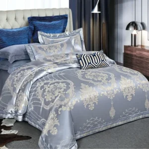 Lenjerie de pat Jacquard Satinat Premium, 6 Piese, Gri/Model Regal-V6444