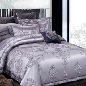 Lenjerie de pat Jacquard Satinat Premium, 6 Piese, Lila Sidef-V6446