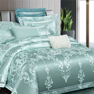 Lenjerie de pat Jacquard Satinat Premium, 6 Piese, Verde/Model Regal-V8487